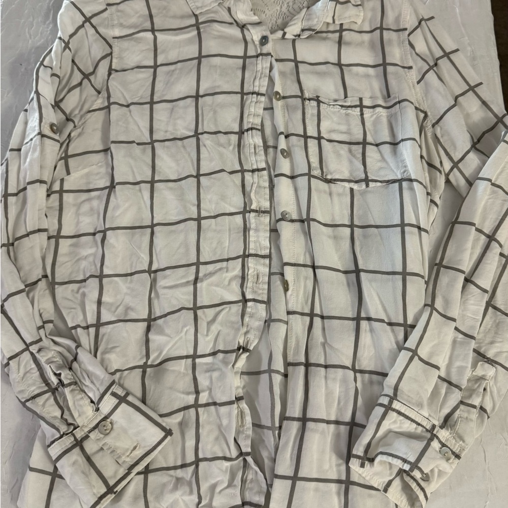 About A Girl White and Black Striped Shirt